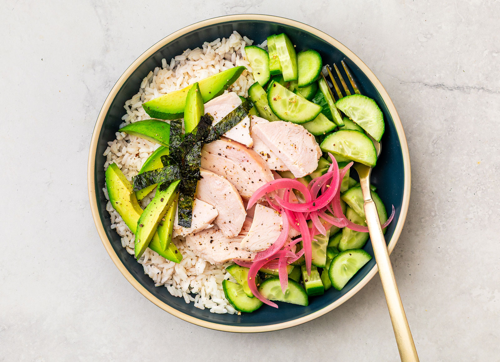 Classy Oven Roasted Chicken Poke Bowl