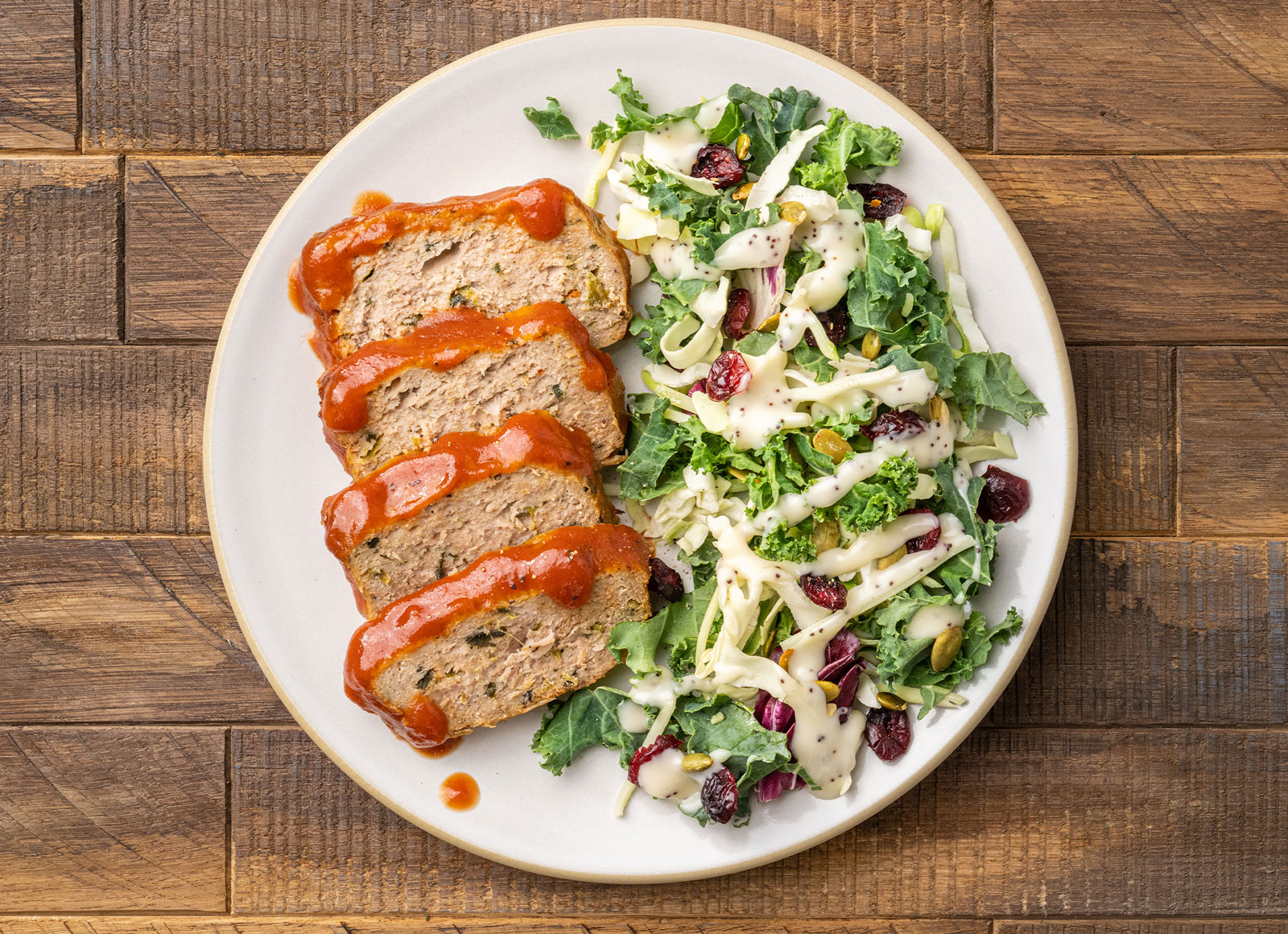 Turkey Meatloaf + Sweet Kale Salad