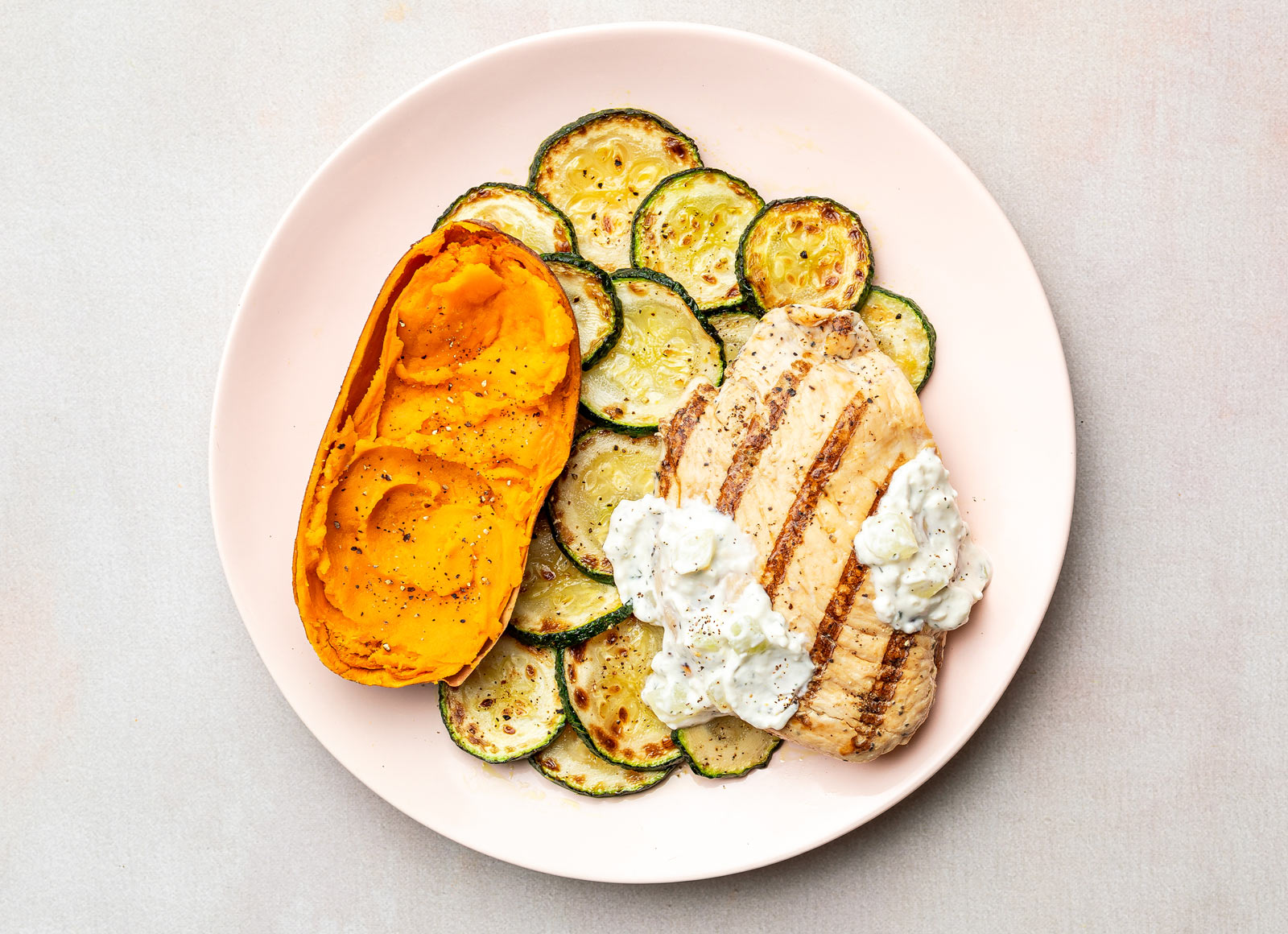 Grill-less Mediterranean Seasoned Grilled Chicken Breast Plate