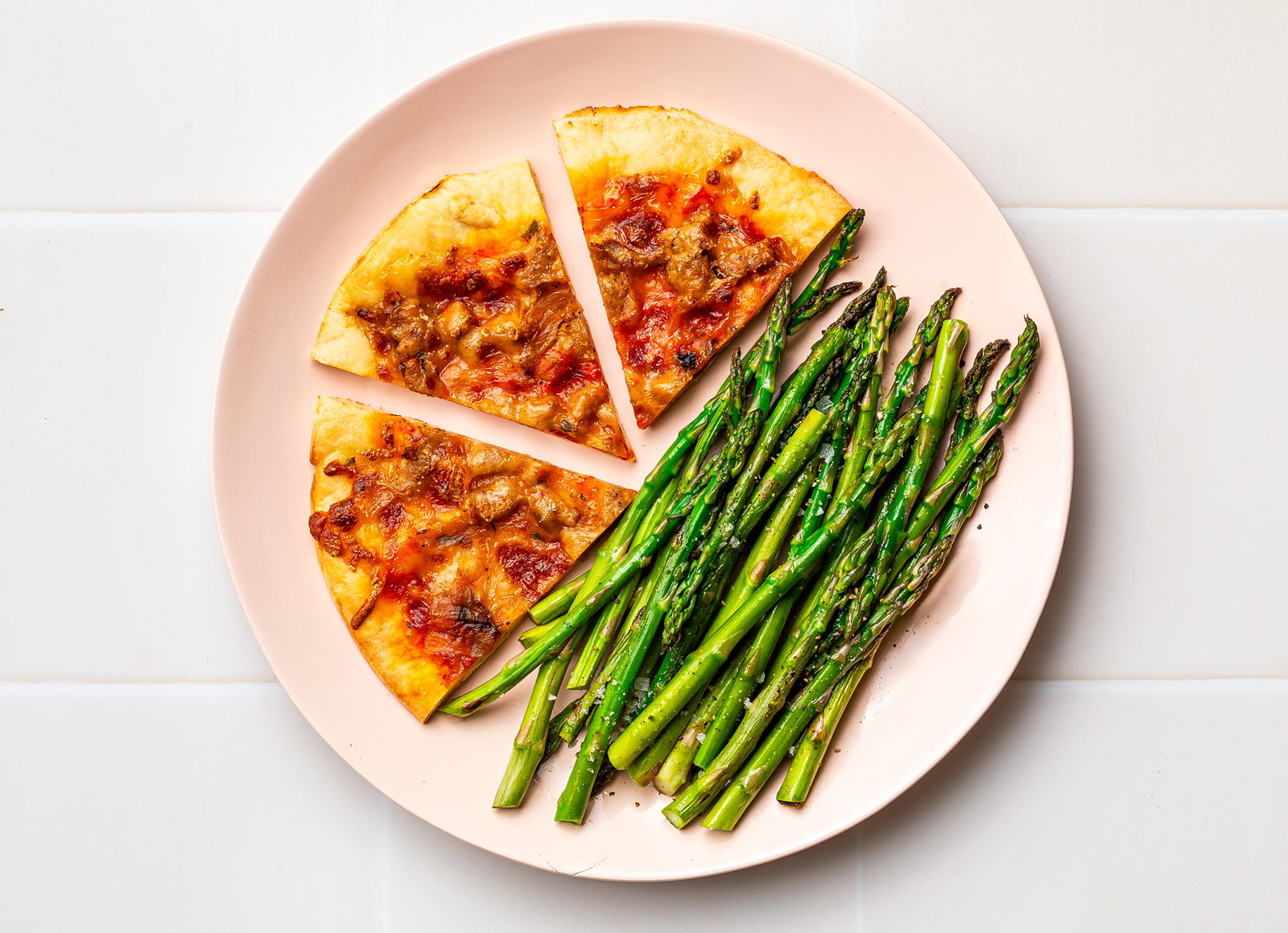 Italian Sausage Pizza + Fresh Asparagus