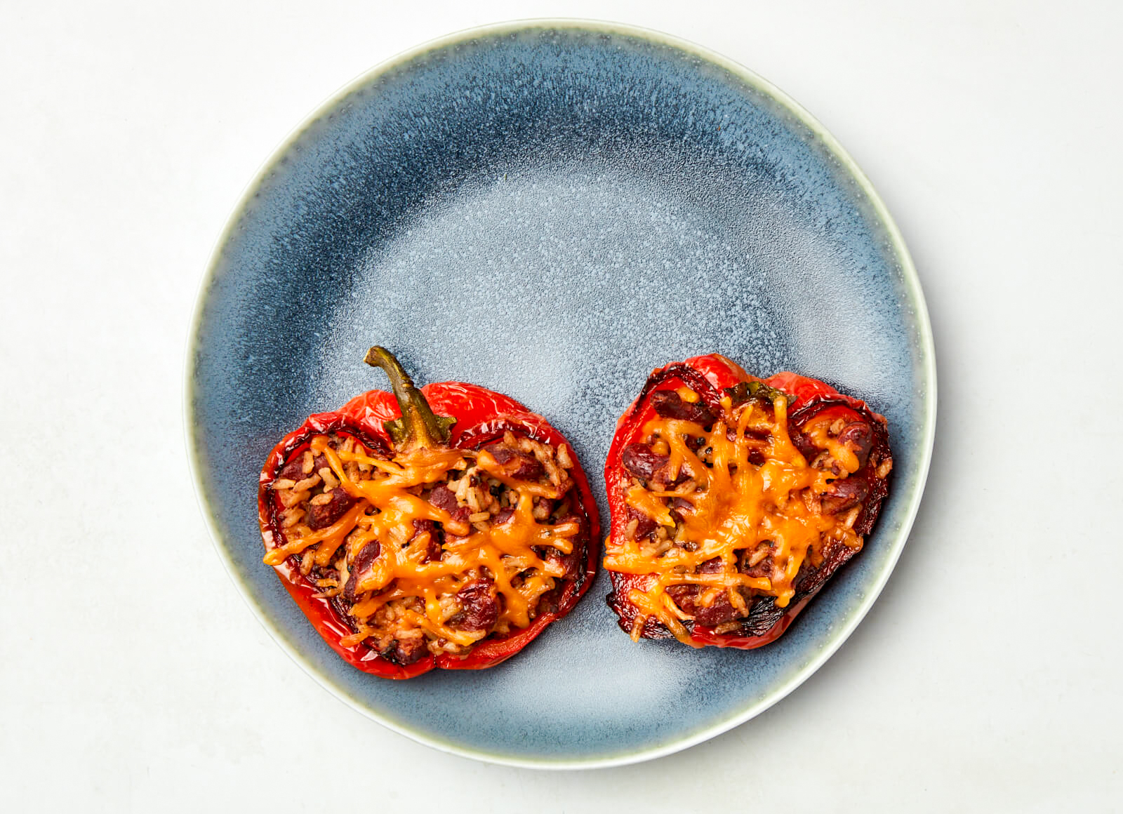 Cheesy Red Bean Stuffed Peppers