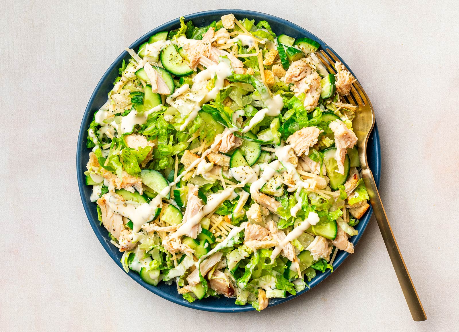 Chicken + Cucumber Caesar Salad