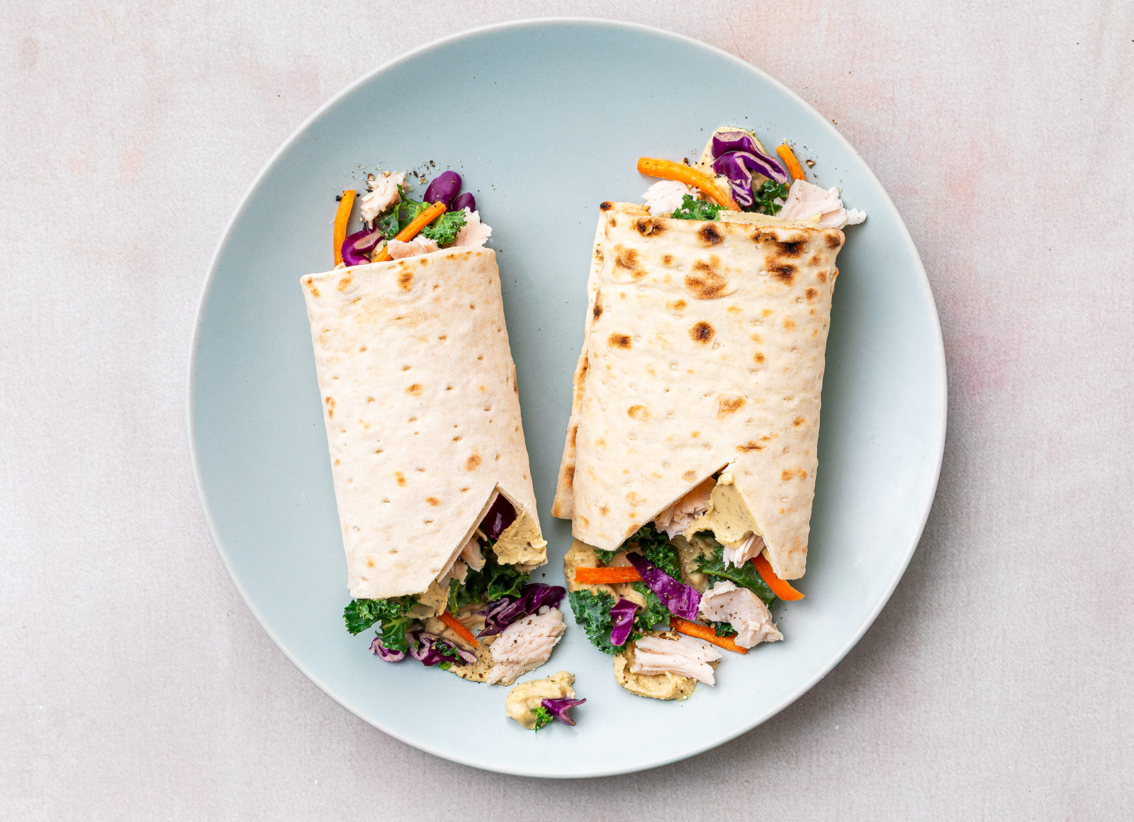 Lemon Dill Hummus + Chicken Lavash Wrap