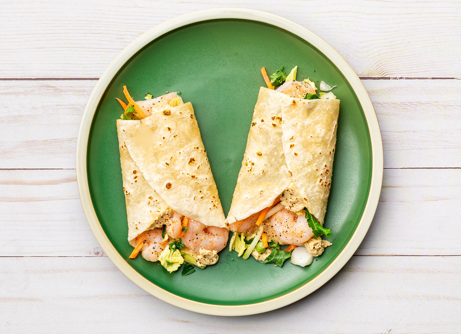 Gulf Shrimp + Lemon Garlic Hummus Wrap