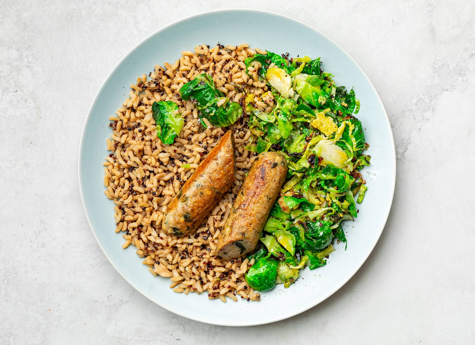 Garlicky Chicken Sausage + Grain Plate