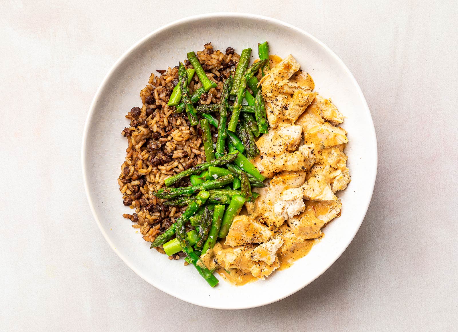 Lemongrass Chicken + Asparagus Rice Bowl