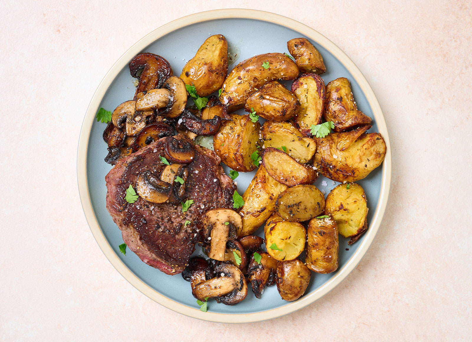 Sirloin Steak + Pan Sauce with Rosemary Potatoes