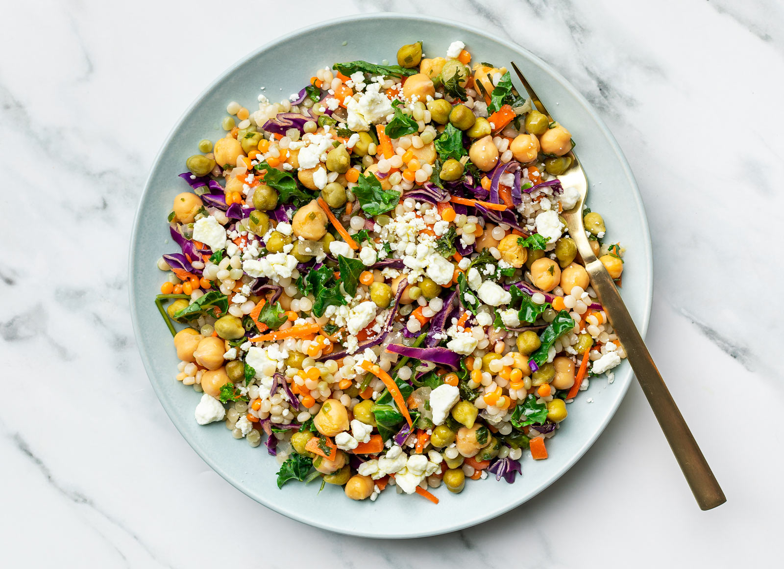 Creamy Garlicky Chickpea Couscous Salad