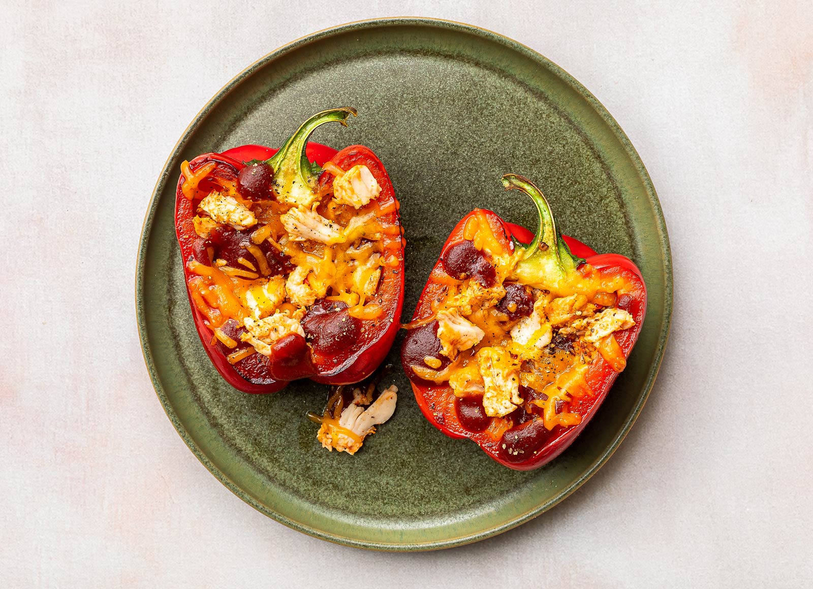 Cheesy BBQ Chicken Stuffed Peppers