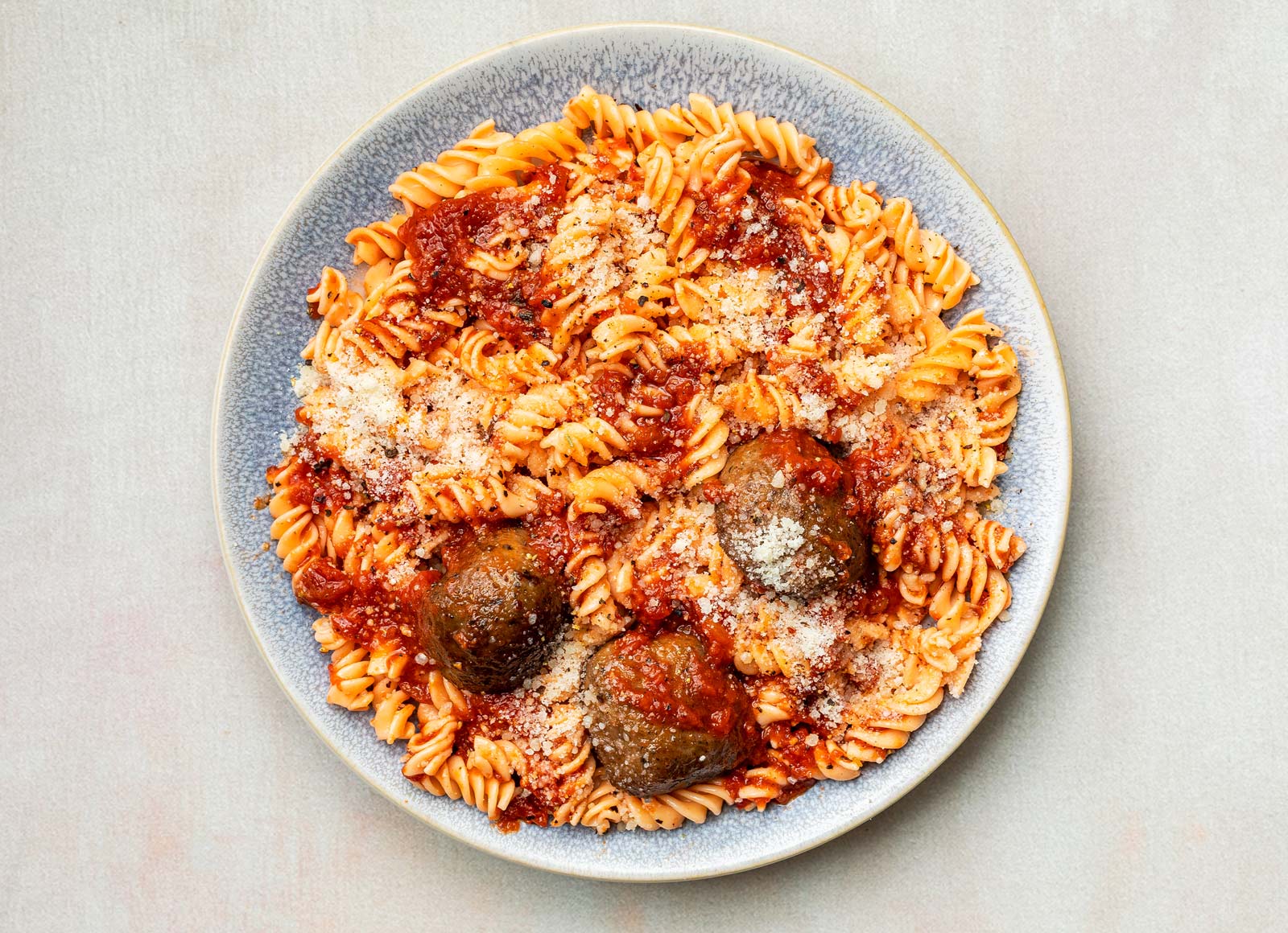 Meatball Marinara Fusilli with Parm