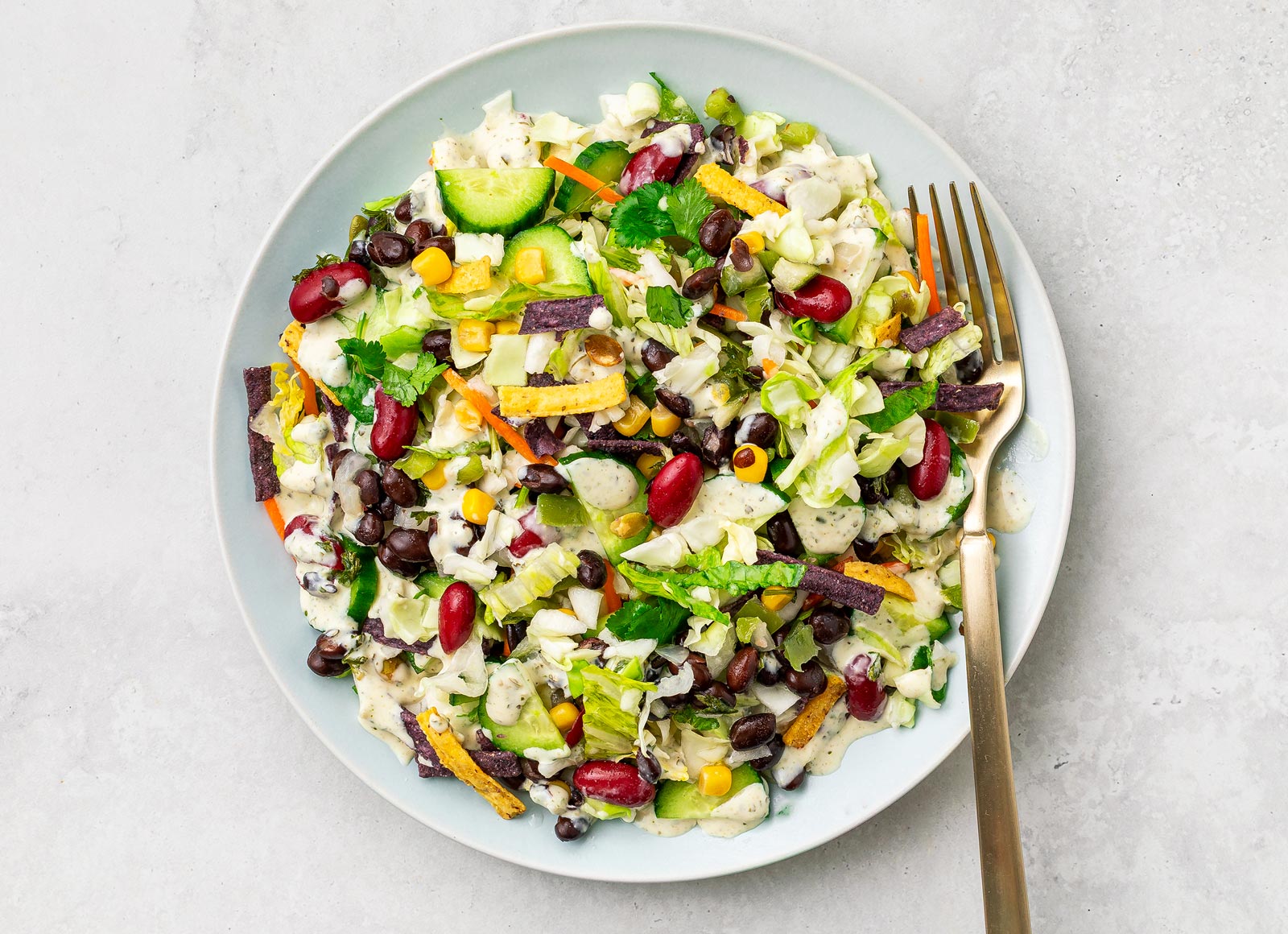 Southwest Chopped Salad with Black Bean Salad + Cucumber