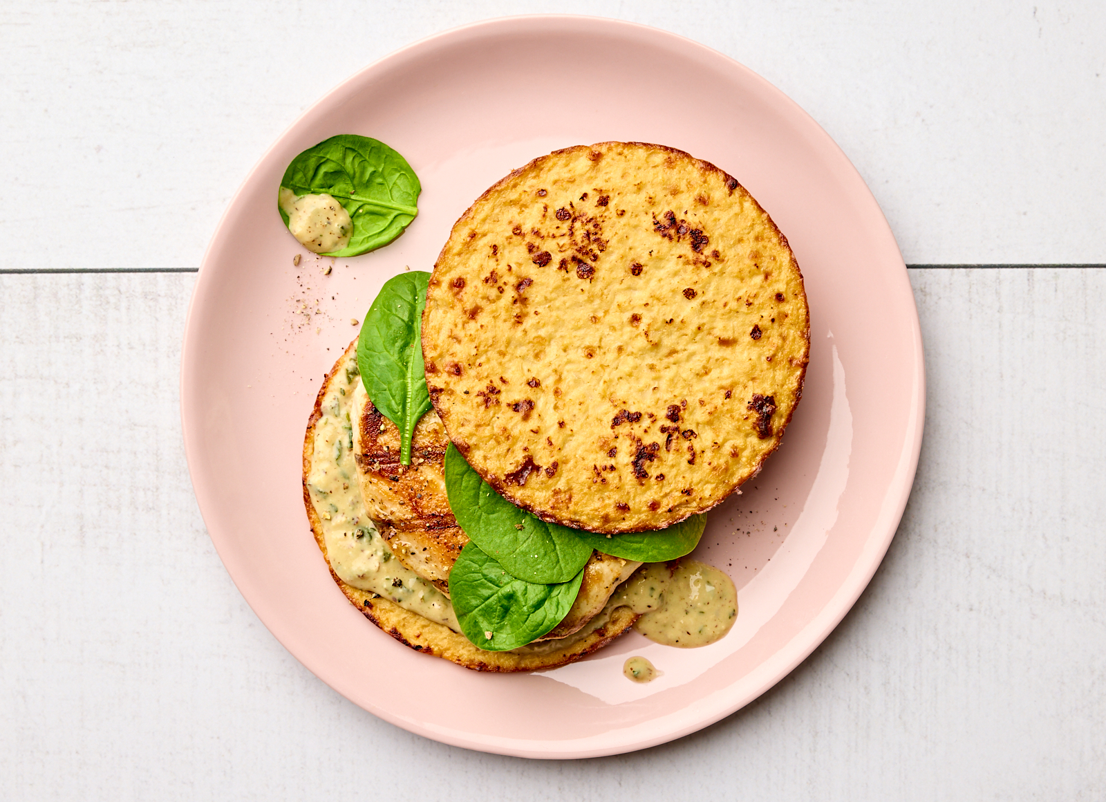 Spinach Artichoke Grilled Seasoned Chicken Breast Cauliflower Sandwich Rounds