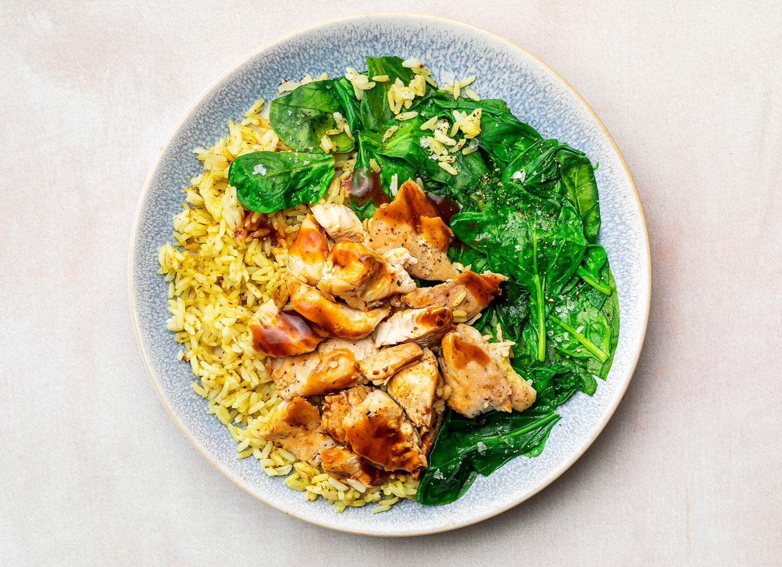 Korean BBQ Chicken + Sautéed Baby Spinach