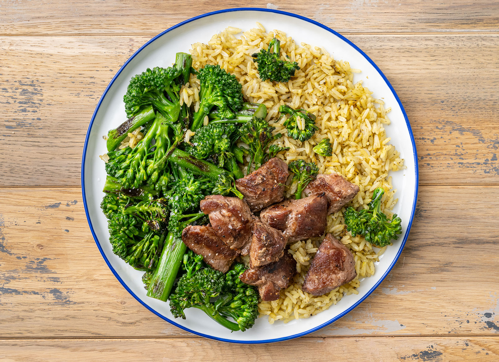 Seared Lamb with Seasoned Jasmine Rice + Baby Broccoli