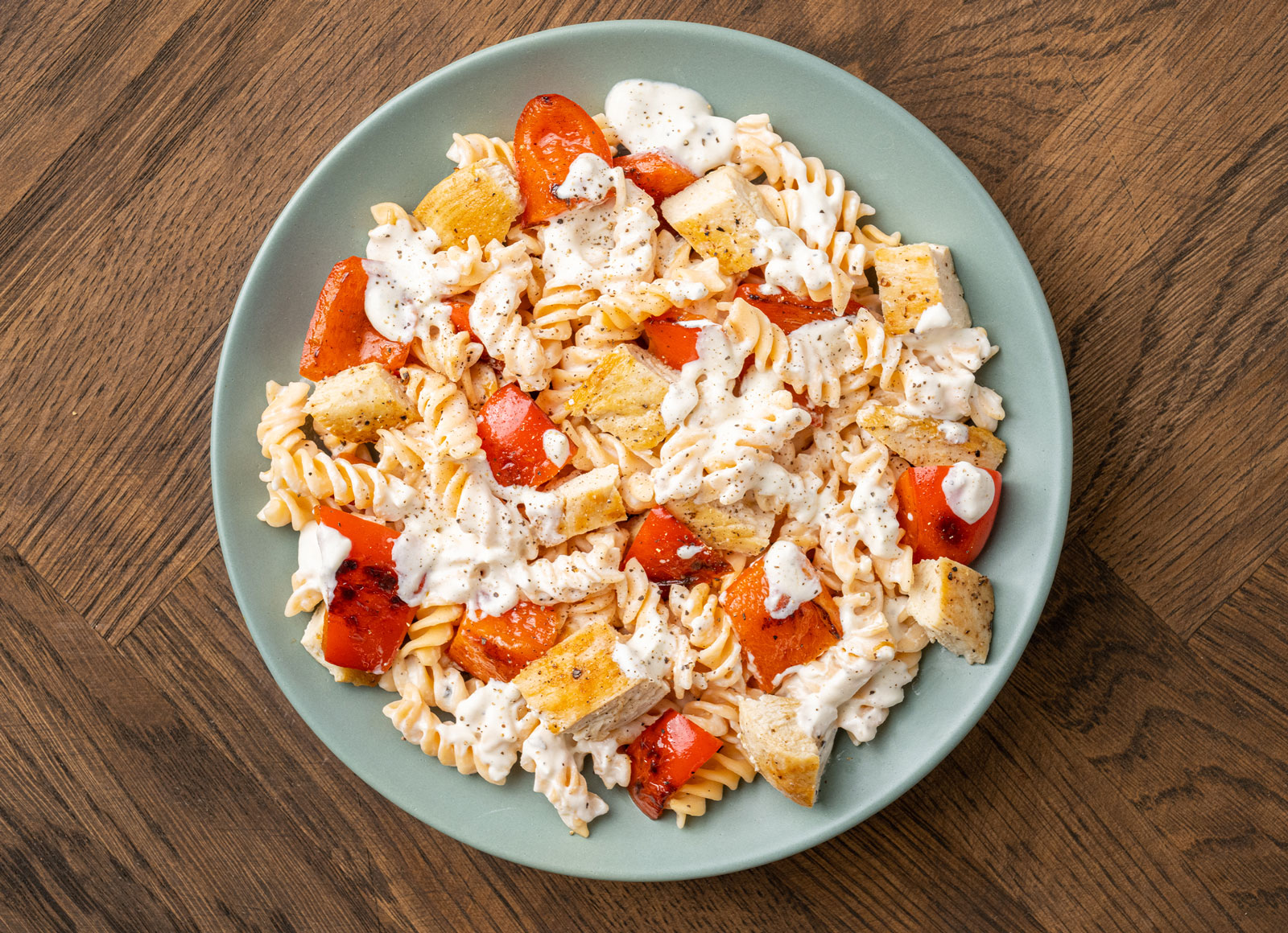 Creamy Chicken + Red Pepper Pasta with Classic Alfredo