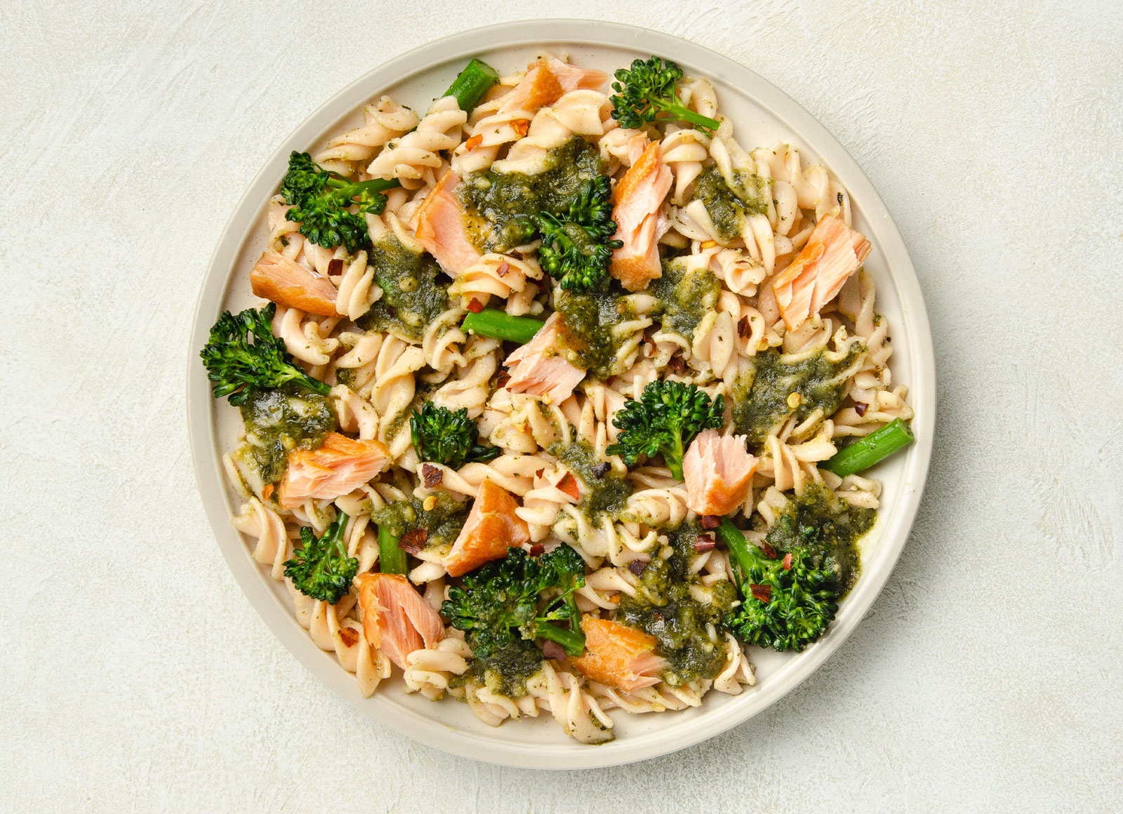 Smoked Roasted Salmon + Broccoli Pesto Fusilli