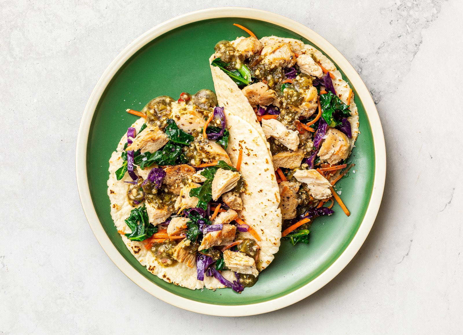 Cilantro Lime Chicken + Rainbow Veggie Mix Tacos