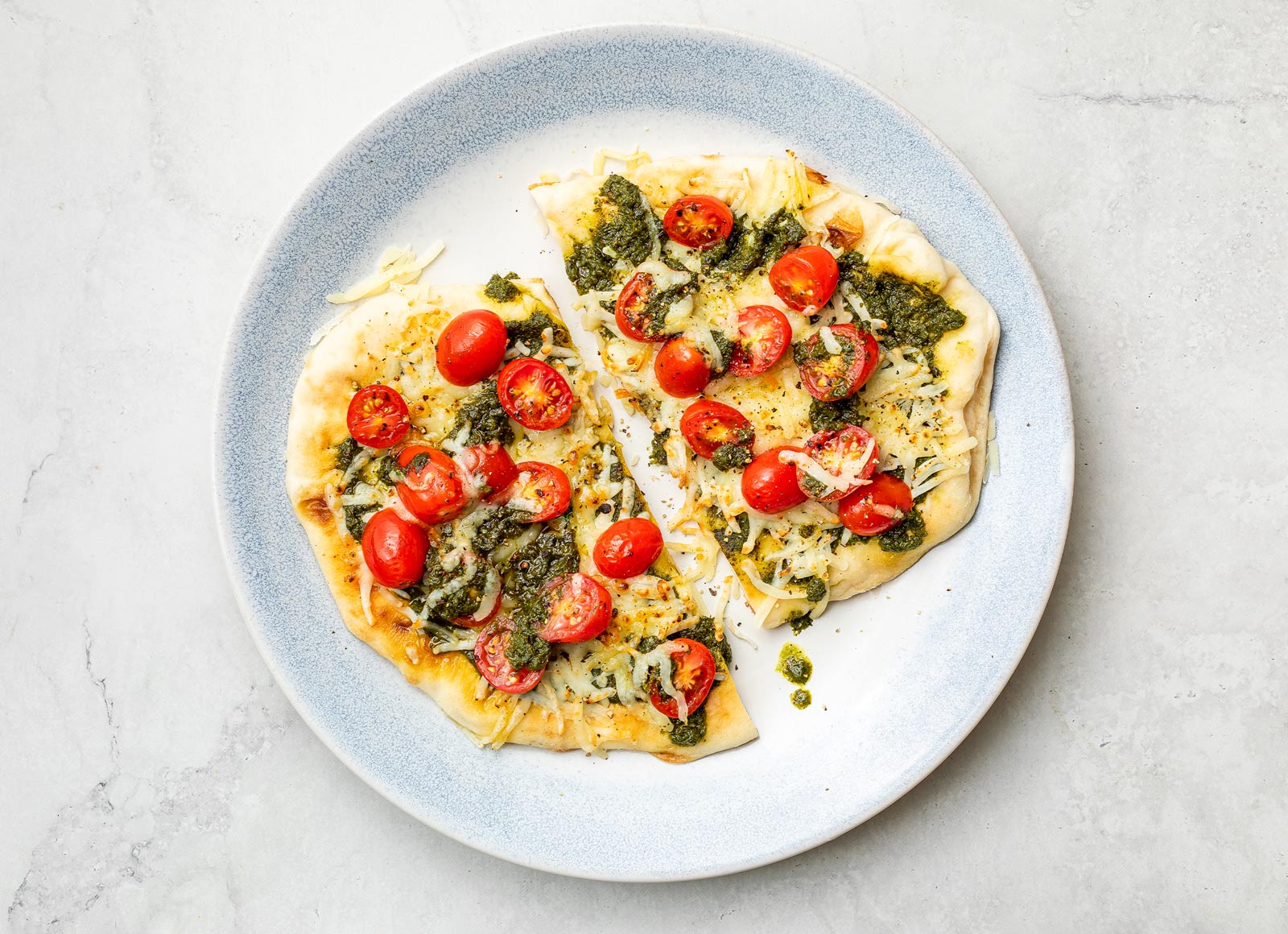 Herby Tomato Naan Pizza with Classic Chimichurri