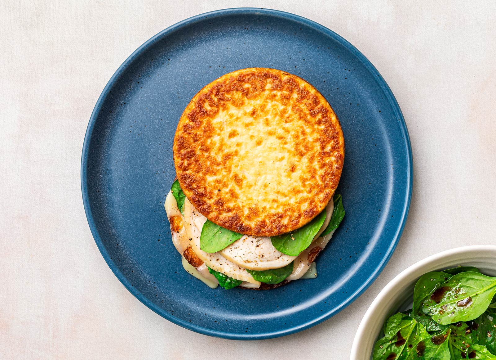 Oven Roasted Breast Turkey + Swiss Cauliflower Sandwich Rounds