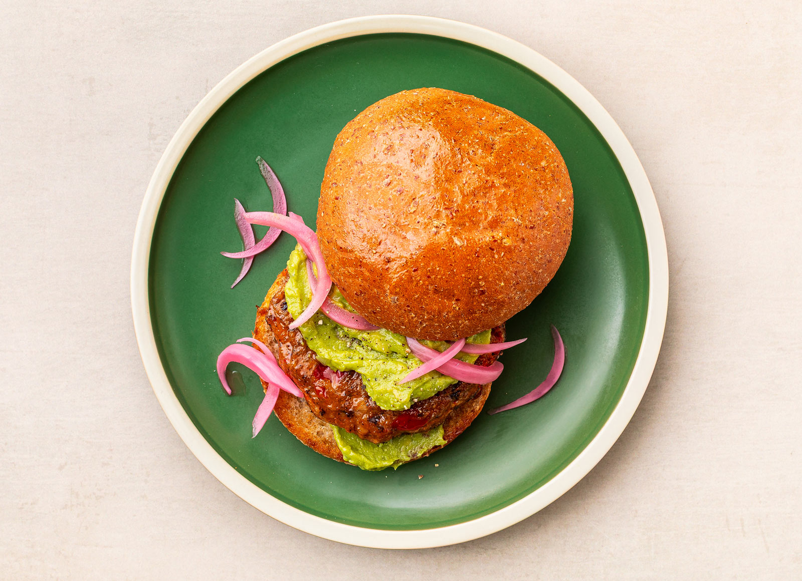 Pickled Onion + Guacamole Black Bean Burger