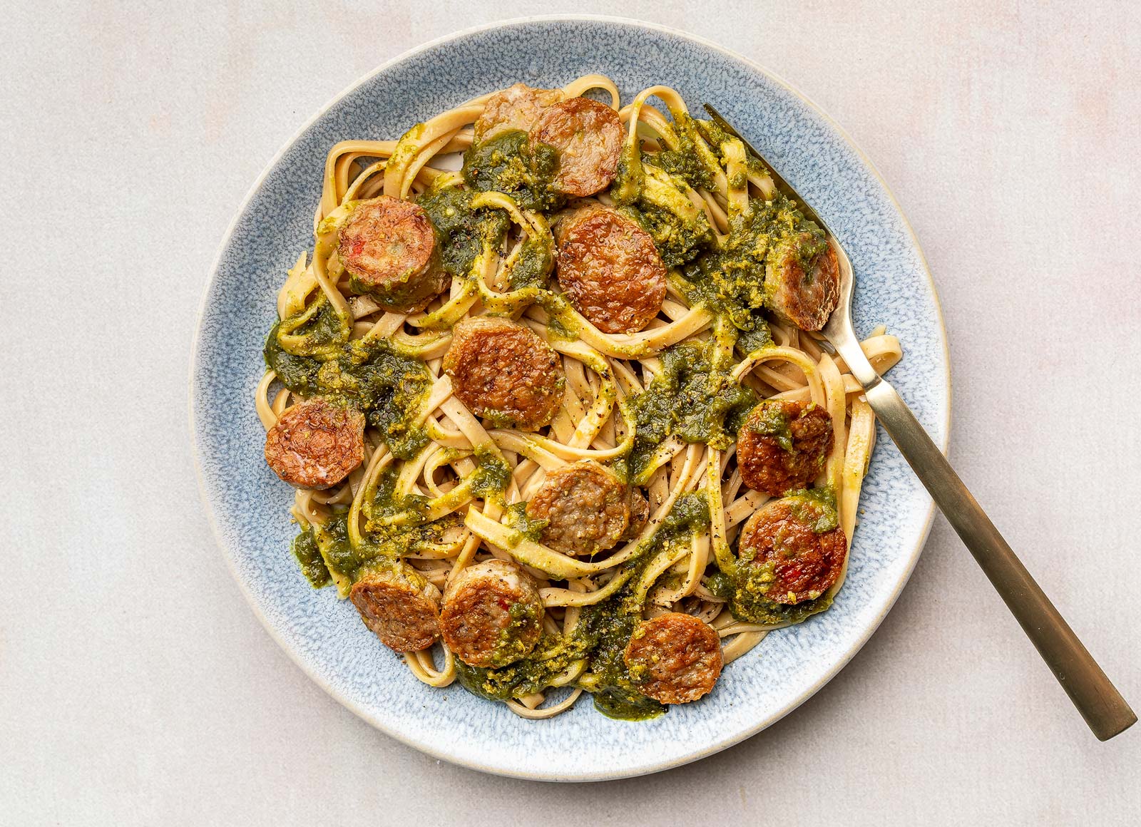 Italian Sausage Pesto Linguine