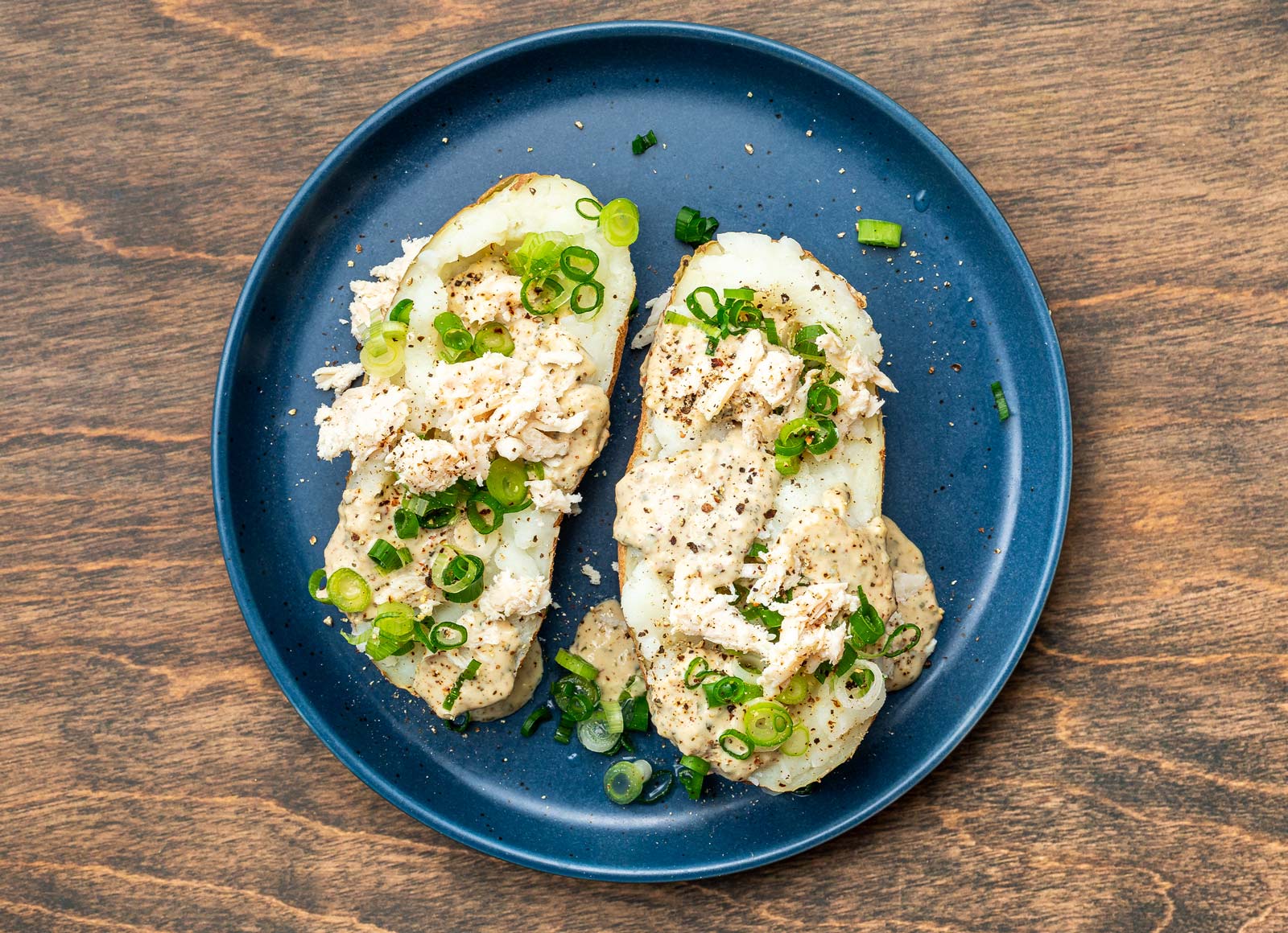 Spinach Artichoke Chicken Stuffed Microwave-Ready Russet Potato
