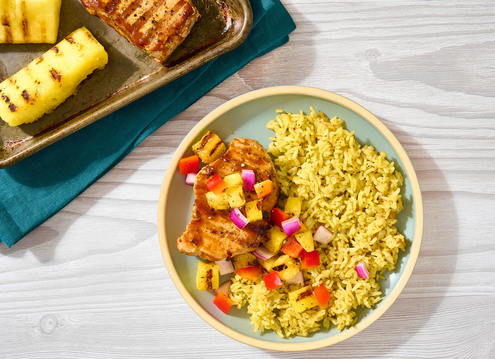Grilled BBQ Pork Chops + Fresh Pineapple Salsa with Original BBQ