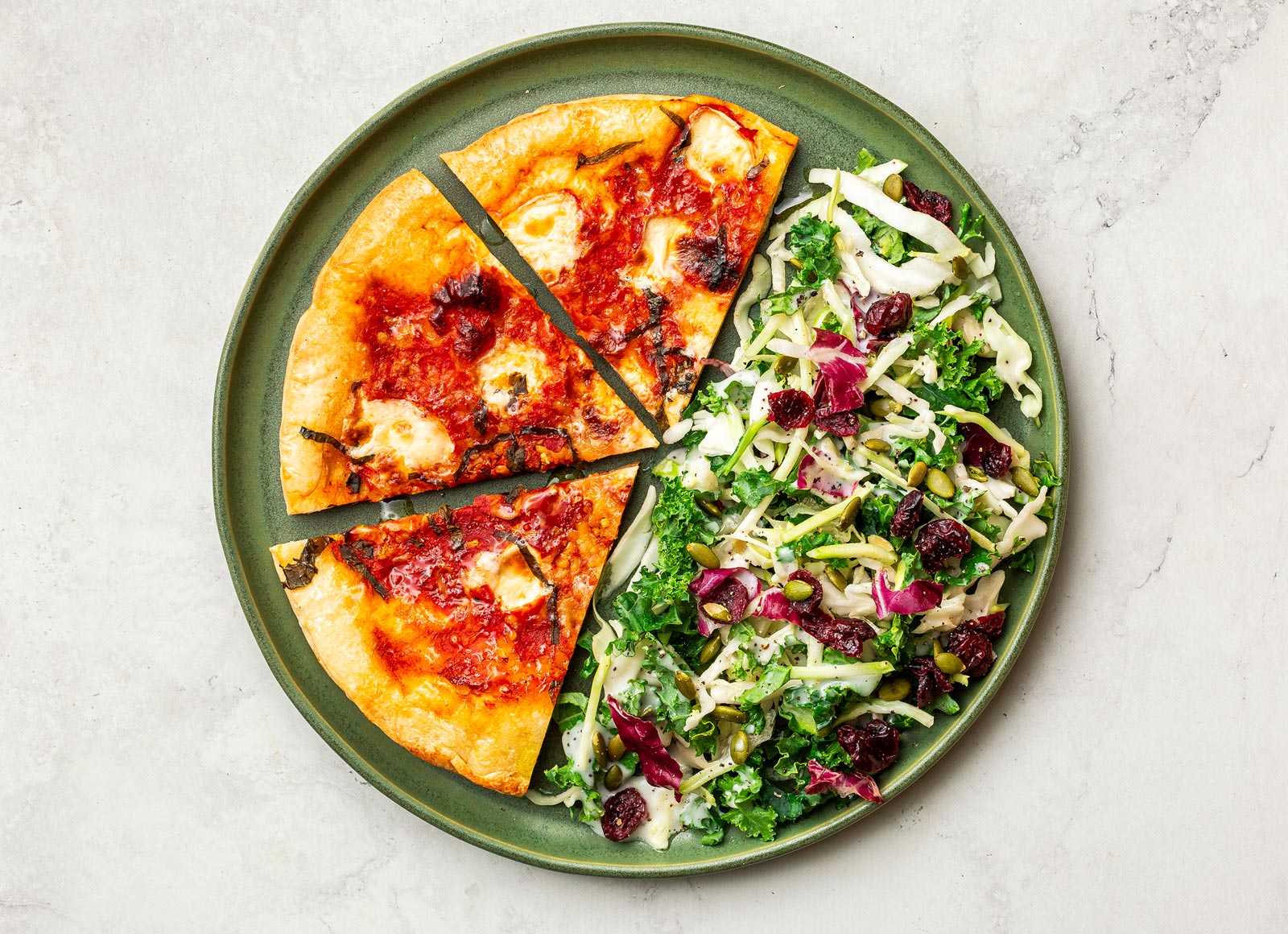 Margherita Pizza + Kale Salad