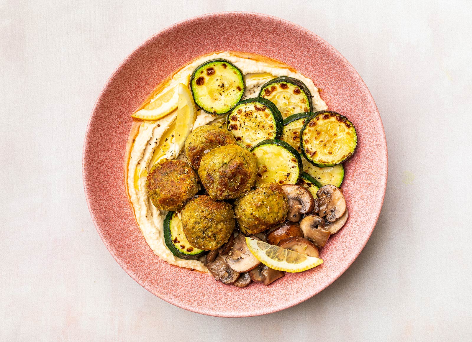 Lemon Garlic Hummus Falafel Bowl