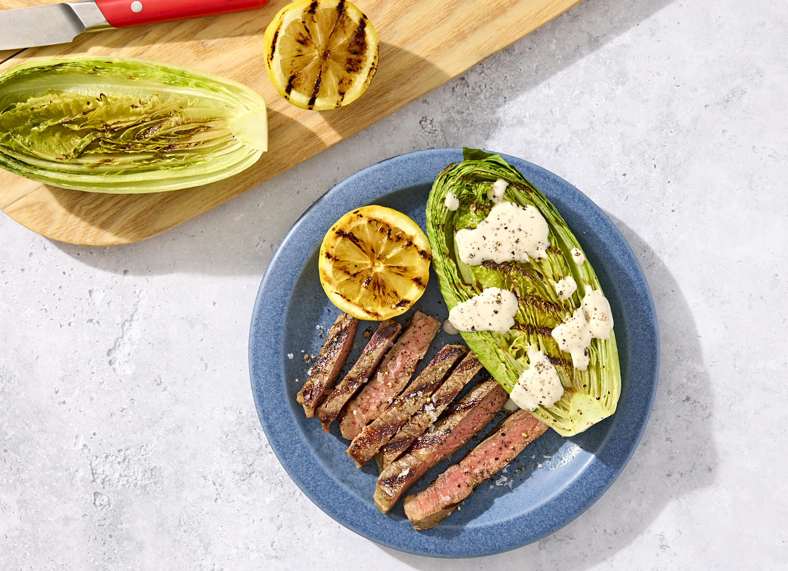 Grilled Wagyu Ribeye + Romaine with Creamy Asiago