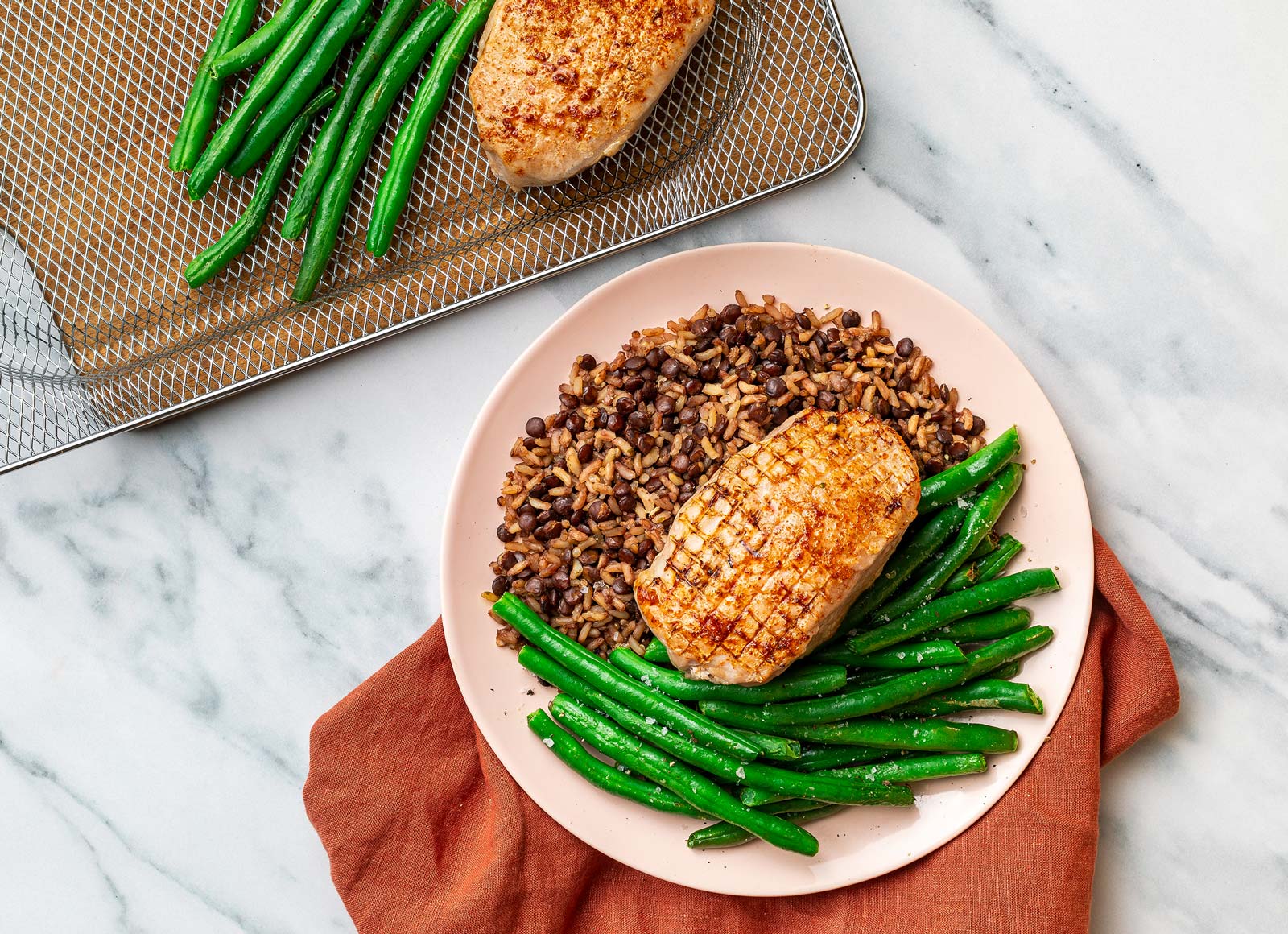 Air Fryer Pork Chop + Green Beans