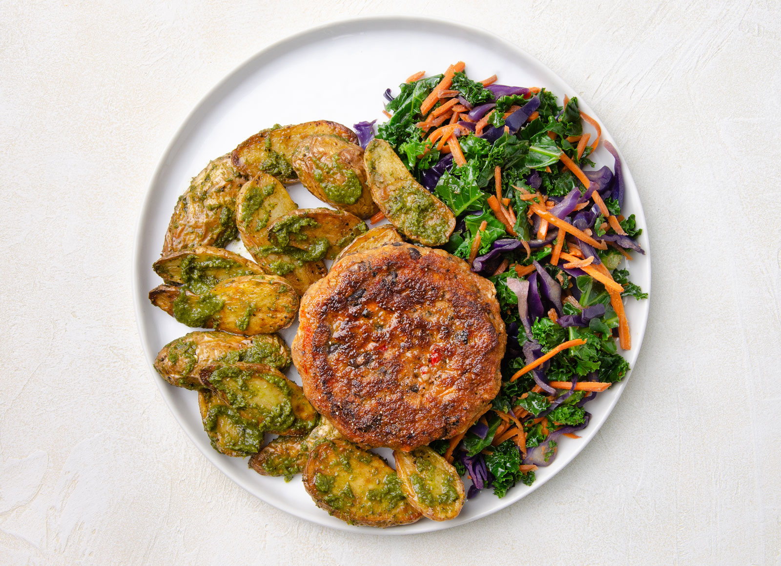Black Bean Burger + Chimichurri Potatoes