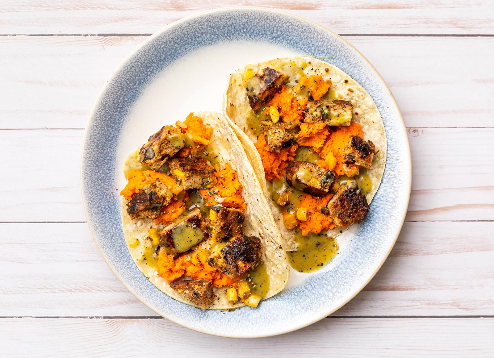 Spicy Southwest Chicken + Sweet Potato Tacos