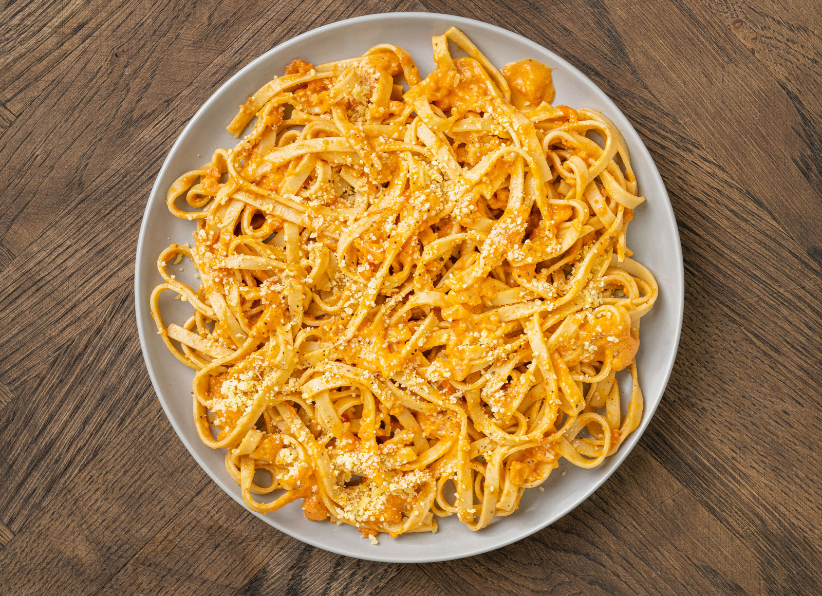 Cauliflower Linguine alla Vodka with Grated Parmesan Cheese