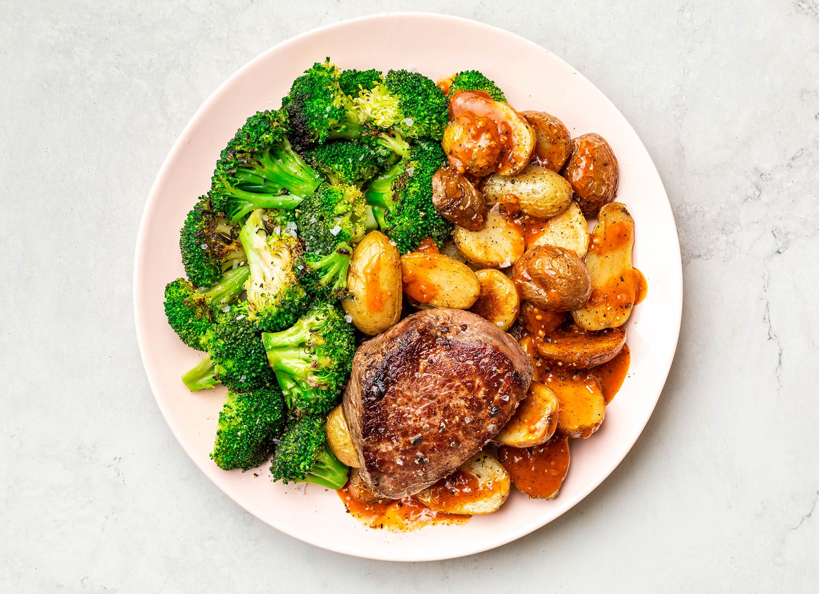 Sirloin Steaks with Hickory Potatoes + Broccoli