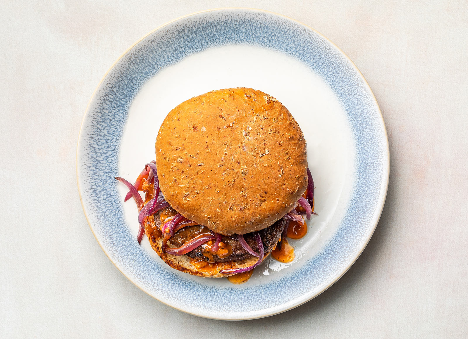 Smoky Hamburger with Caramelized Onions with Ground Beef Patties