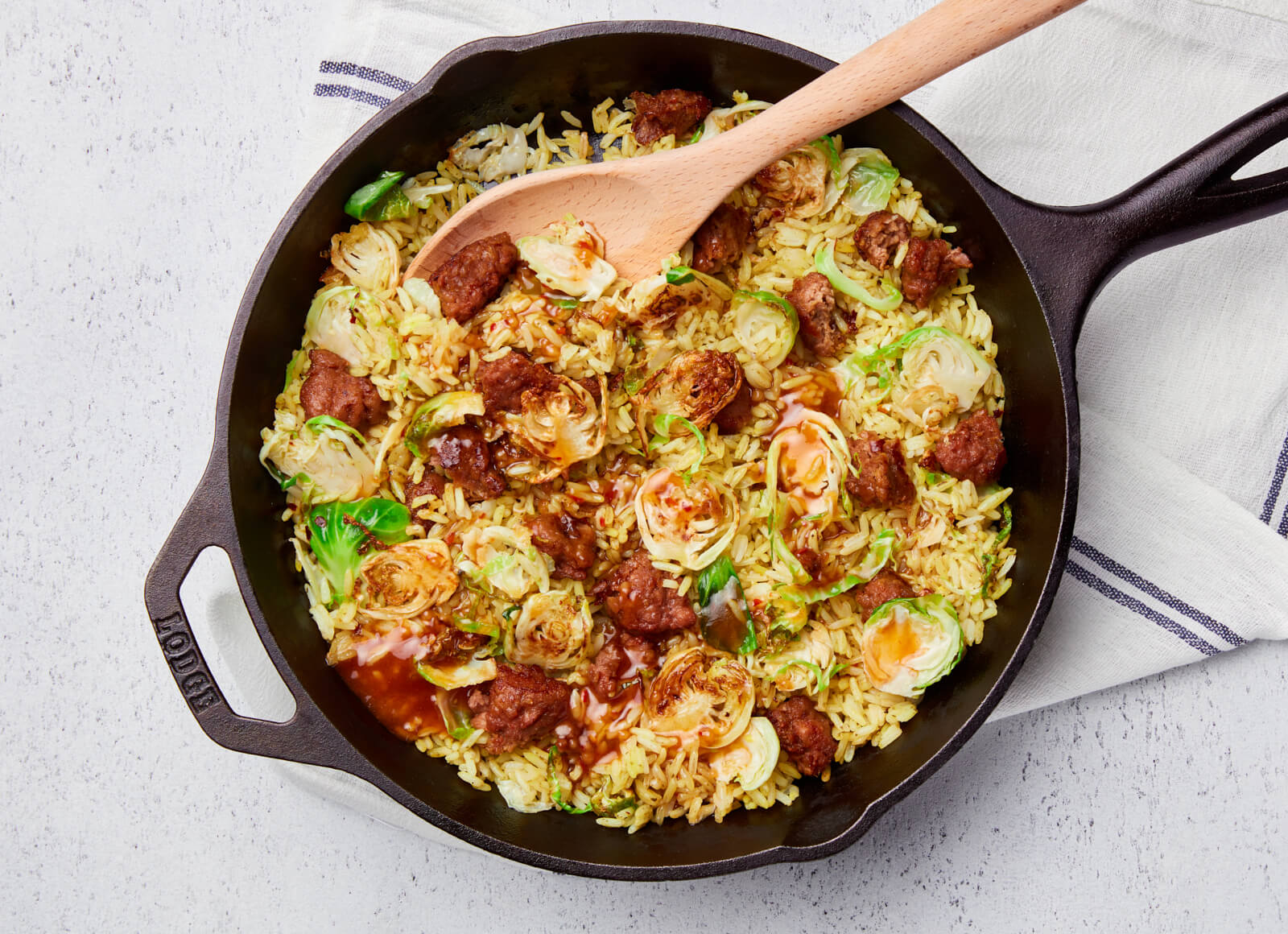 Beyond Brussels + Sesame Ginger Stir-Fry with Seasoned Jasmine Rice