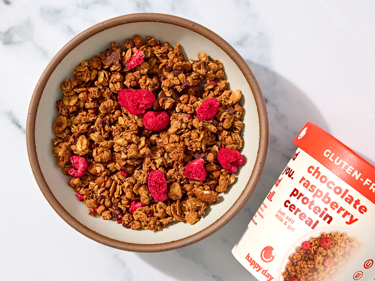 High Protein Dark Chocolate Raspberry Cereal Cup 1 of 2