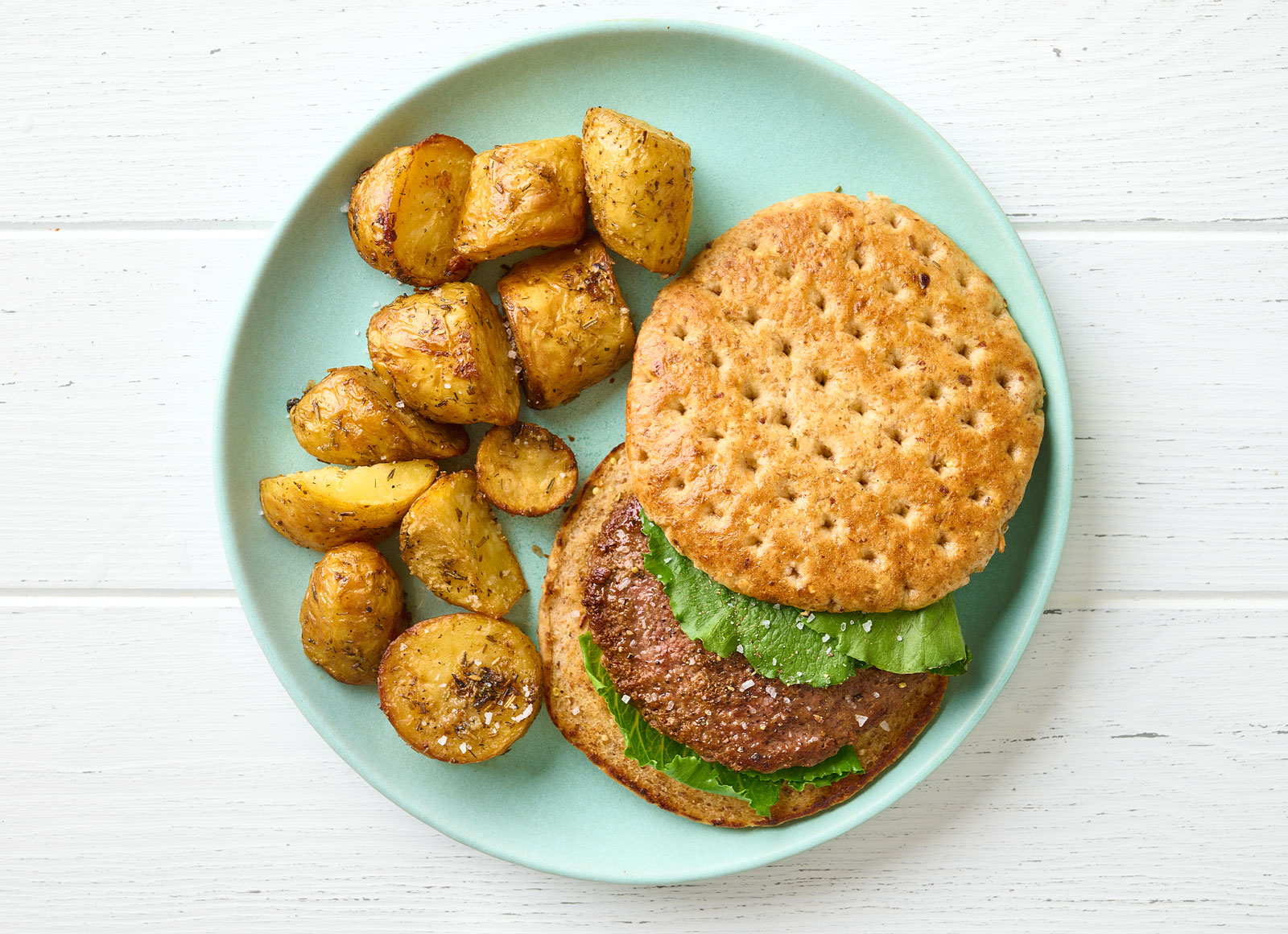Hamburger + Rosemary Potatoes with Ground Beef Patties