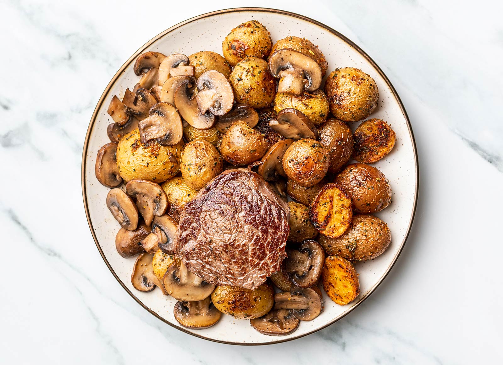 Steak + Potatoes with Mushroom Pan Sauce