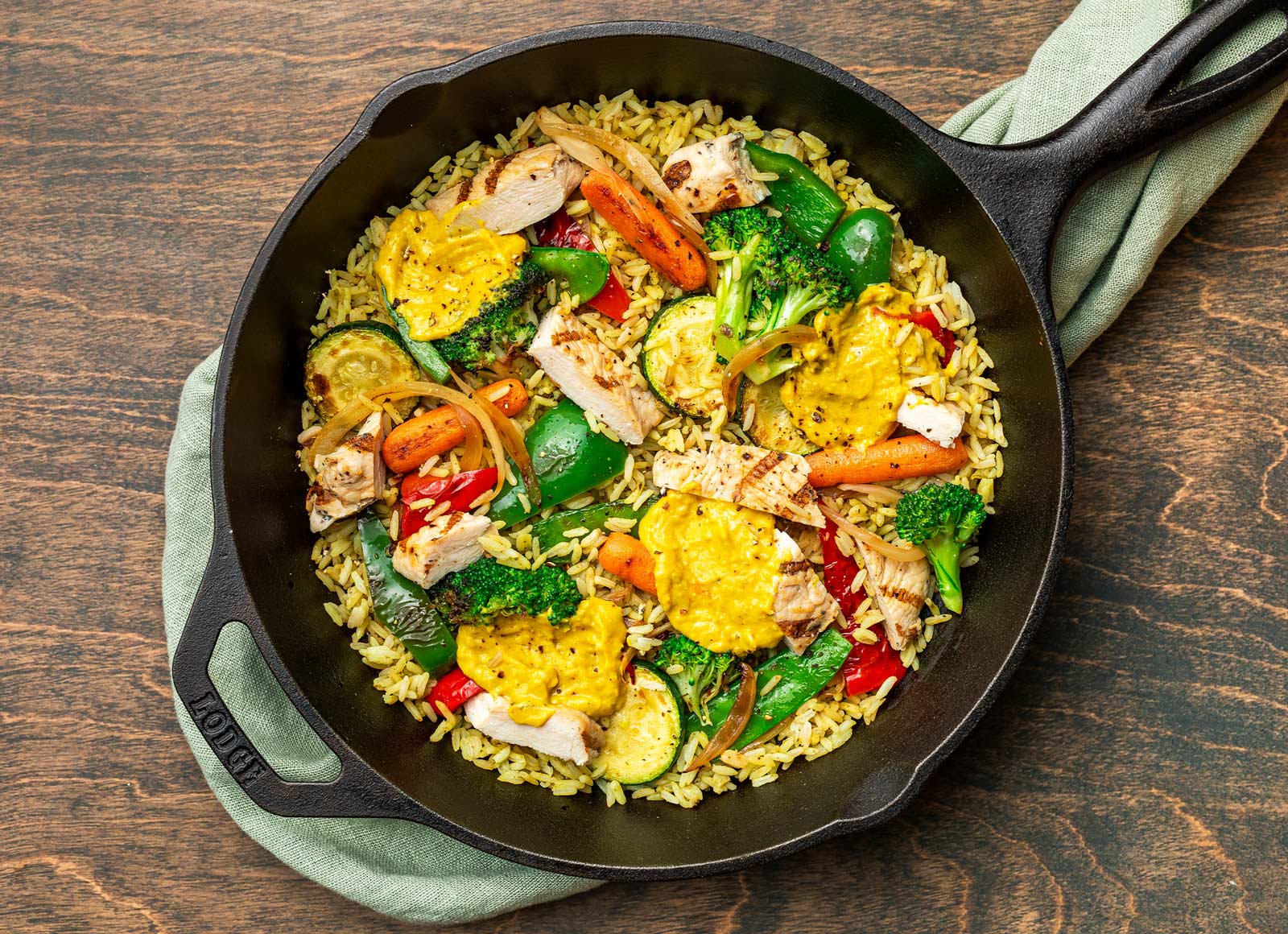 Curry Seasoned Grilled Chicken Breast + Veggies with Jasmine Rice