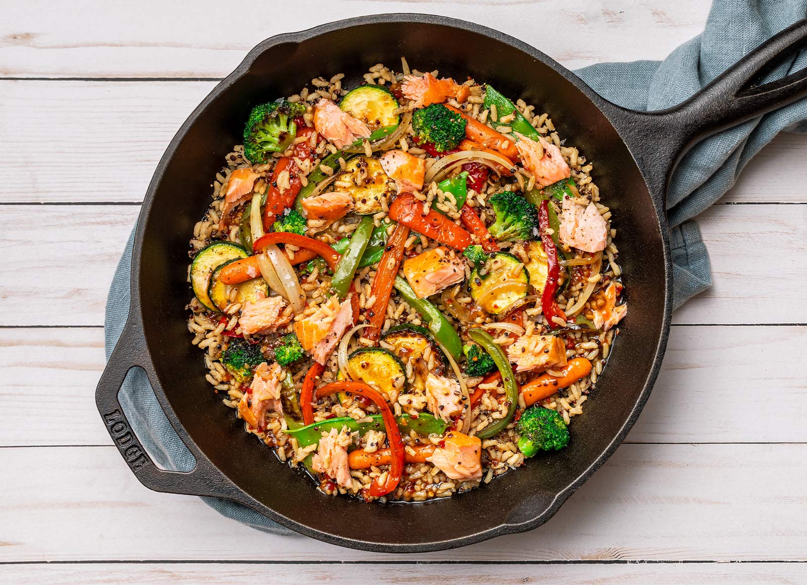 Gingery Roast Salmon + 7-Veggie Fried Rice