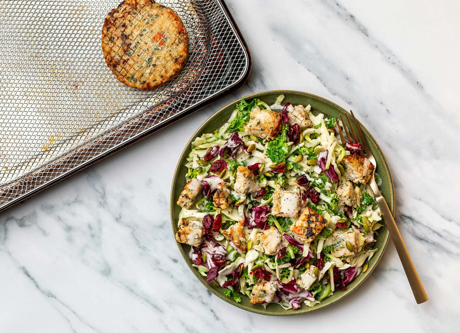 Air Fryer Bruschetta Chicken Kale Salad
