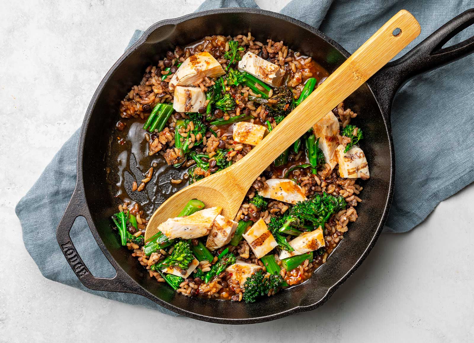 Sesame Ginger Chicken + Lentil Stir-Fry