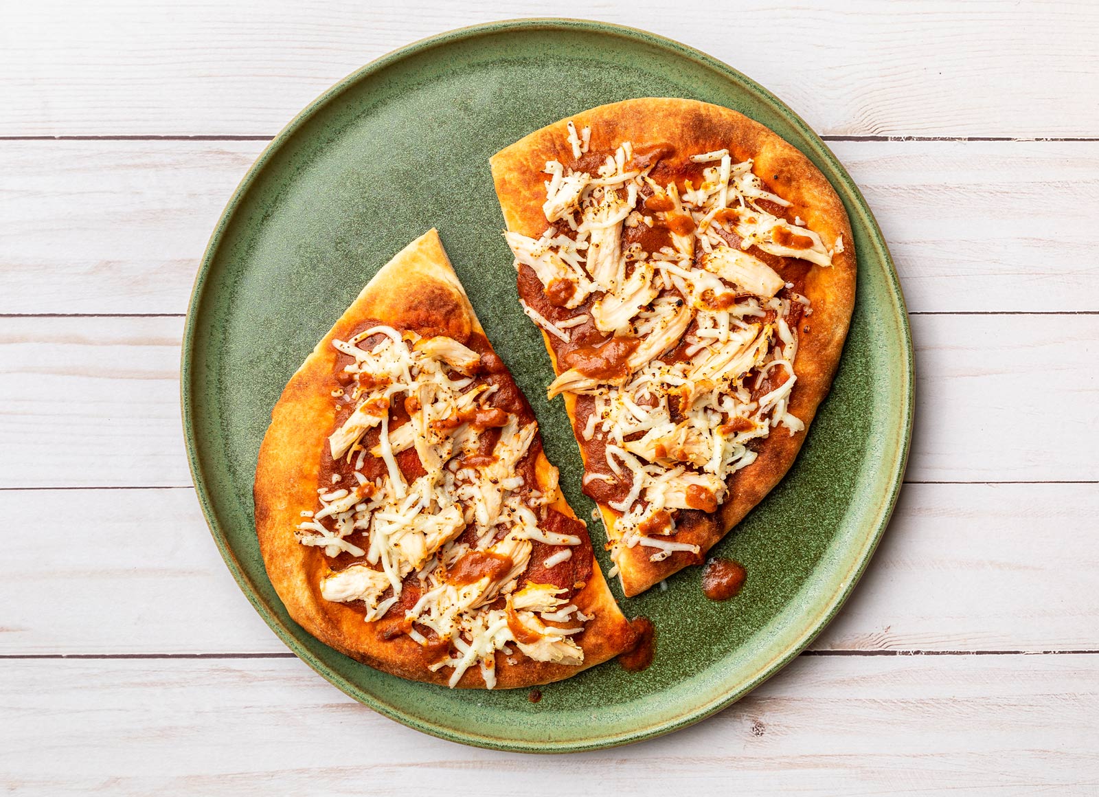 Chicken Tikka Masala Naan Pizza with Shredded Mozzarella Cheese