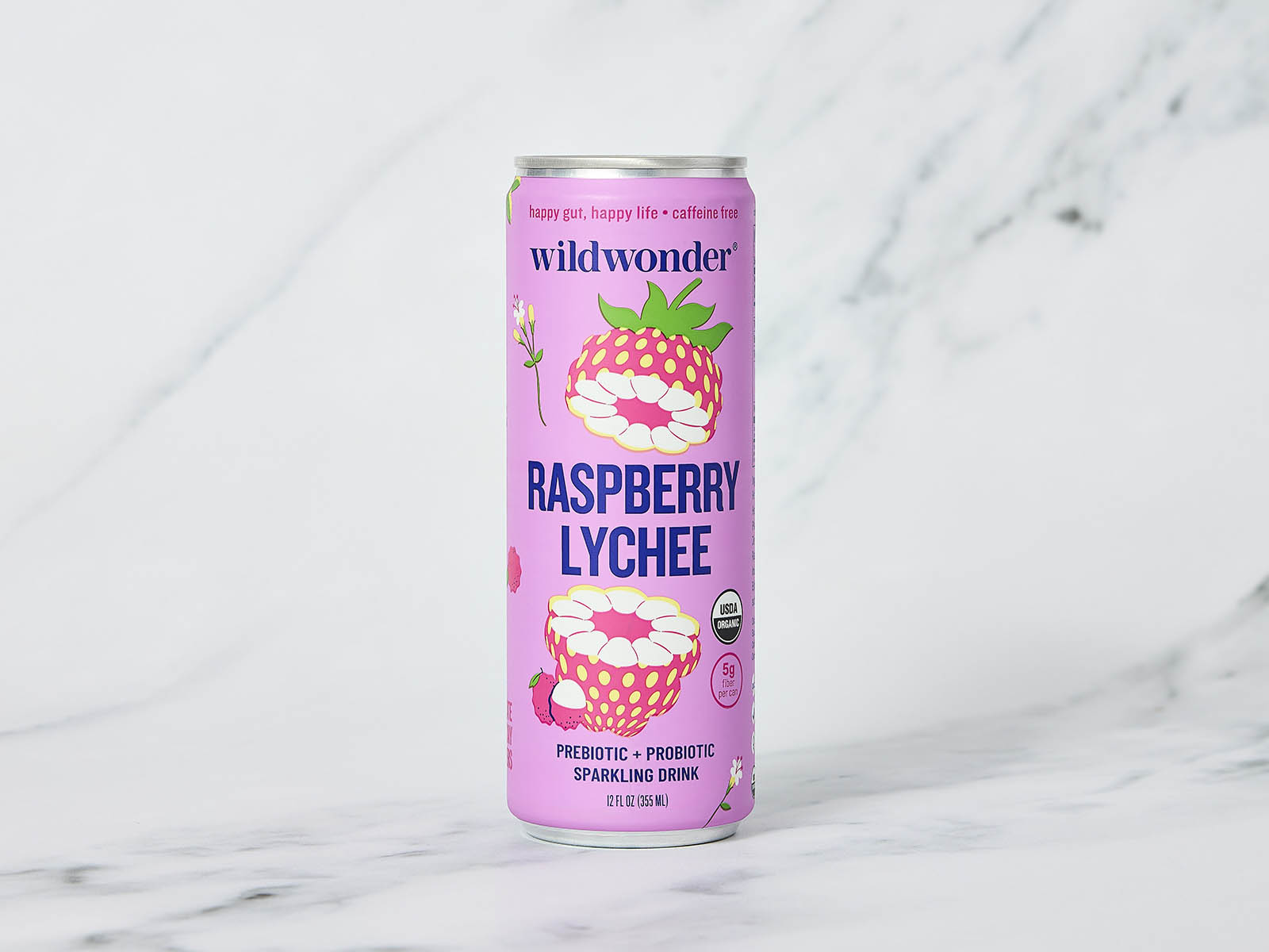 Raspberry Lychee Prebiotic + Probiotic Sparkling Drink 1 of 2