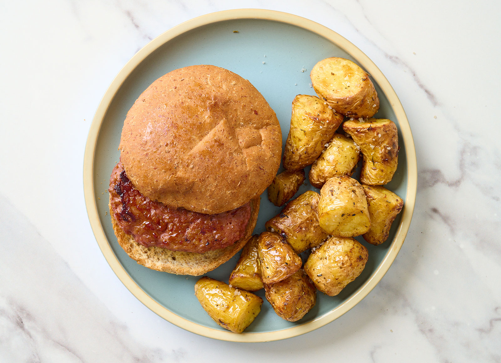 Beyond Burger + Rosemary Heirloom Potatoes