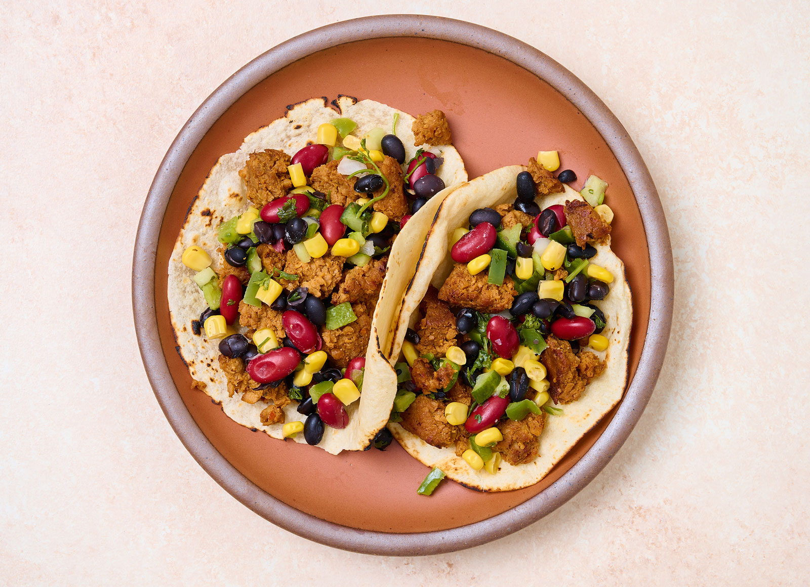Herby Plant-Based Beef + Bean Salad Tacos