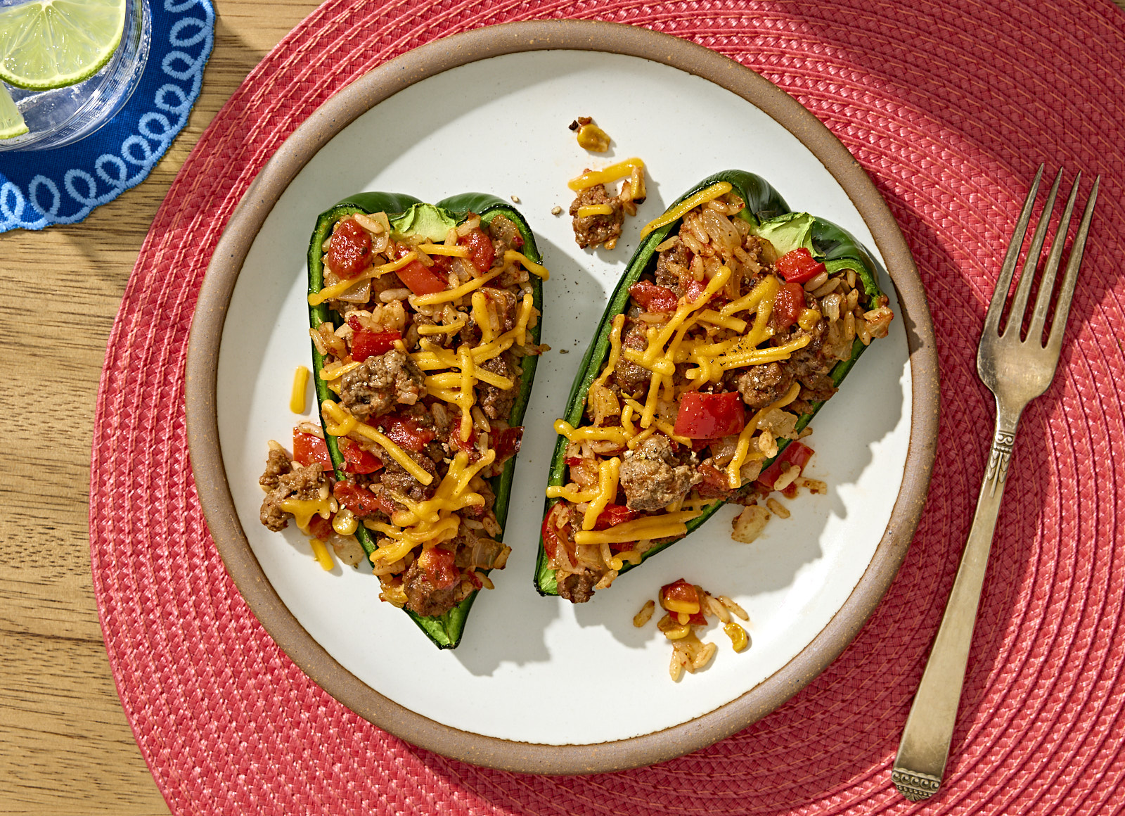 Rachael Ray's Stuffed Poblanos with Ground Beef