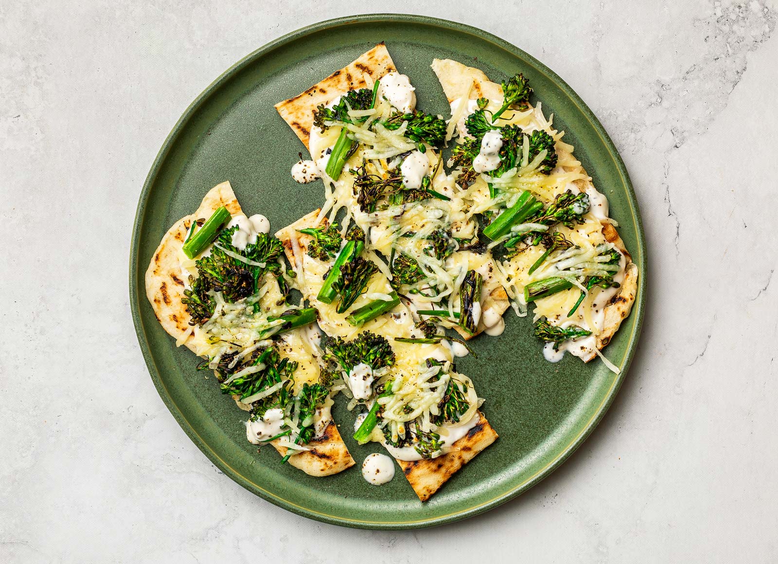 Broccoli Alfredo Wood Grilled Pizza Crusts